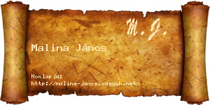 Malina János névjegykártya